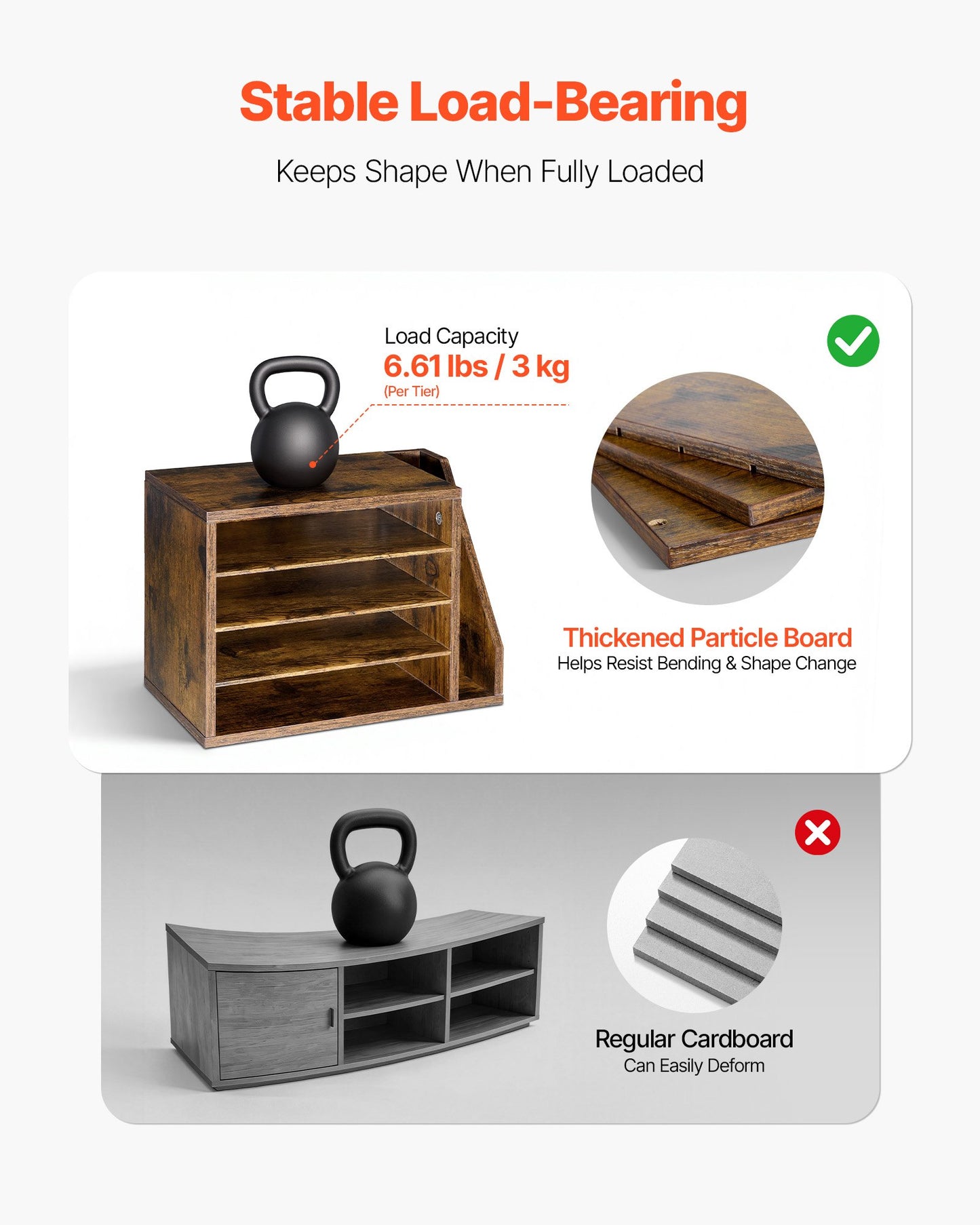 4-Compartment Wooden Literature Organizer with Adjustable Shelves – feature detail view