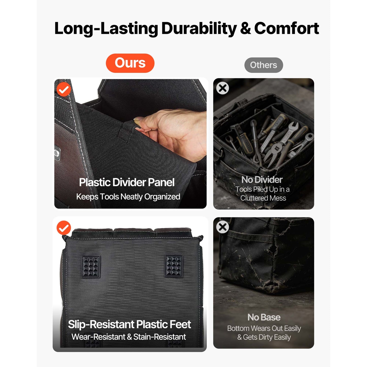 13" 45-Pocket Open-Top Tool Tote with Shoulder Strap – additional product view