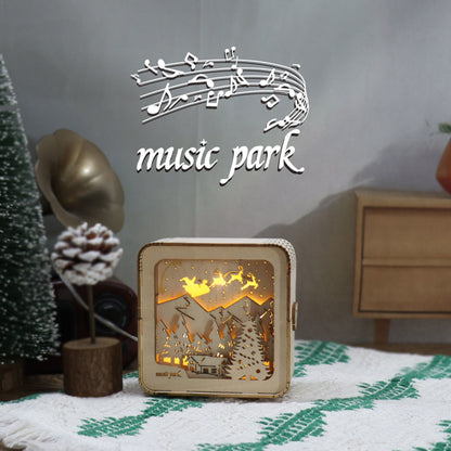 3D Wooden Christmas Puzzle Kit with Night Light | DIY Decor – feature detail view