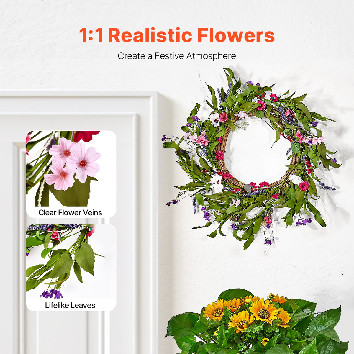 22 in Artificial Daisy Wreath – main product view