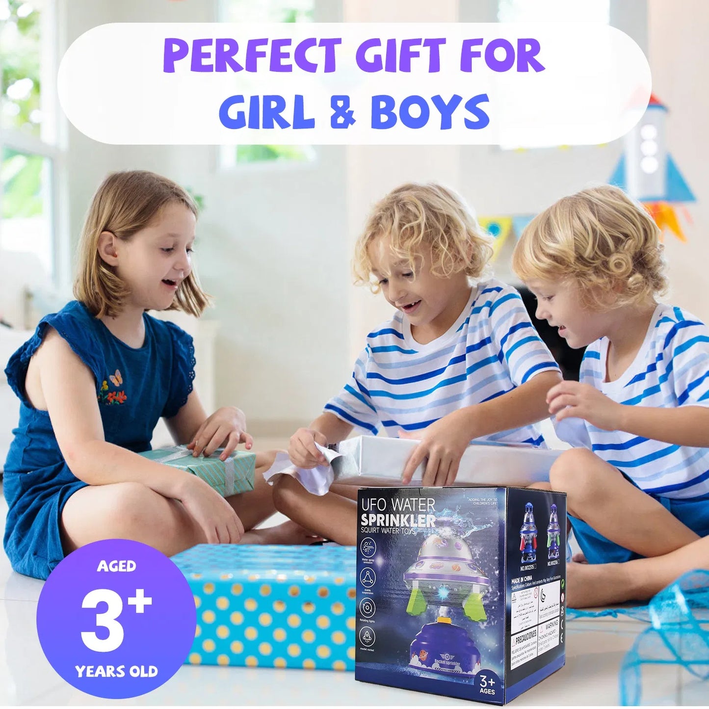 UFO Rocket Sprinkler with LED Lights | Adjustable Summer Toy – product detail view