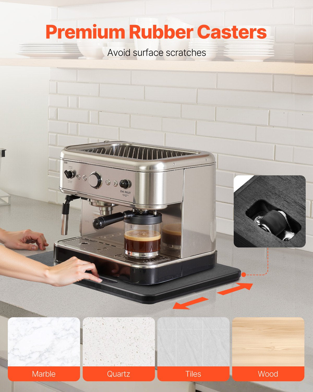 10.5 x 13 in Appliance Sliding Tray for Coffee Maker, Black – in-use product view 5