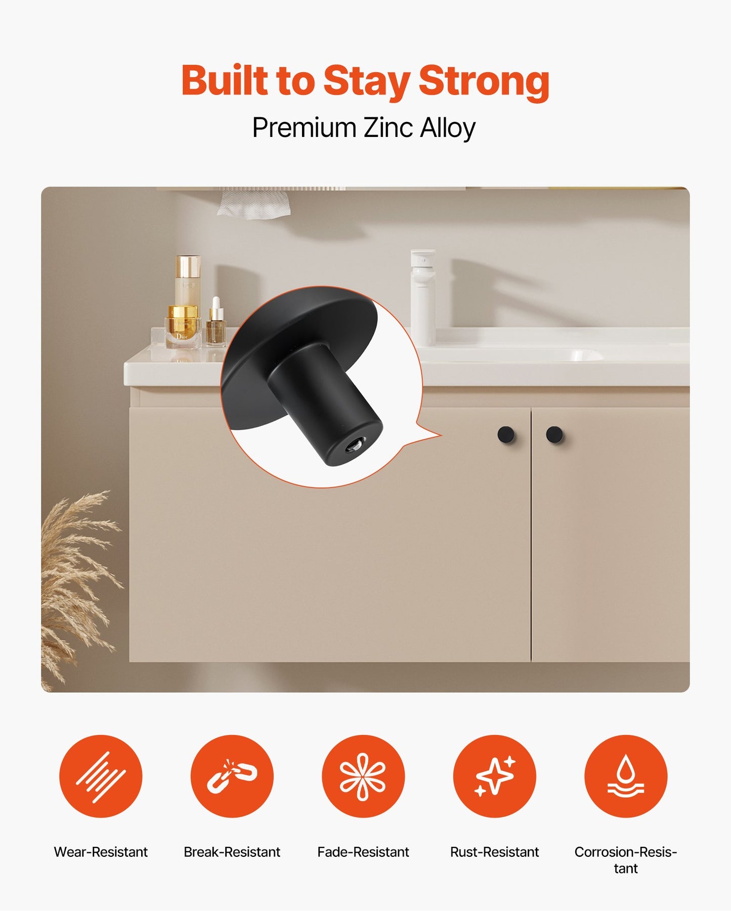 10-Pack 1.26 in Black Cabinet Knobs – product detail view