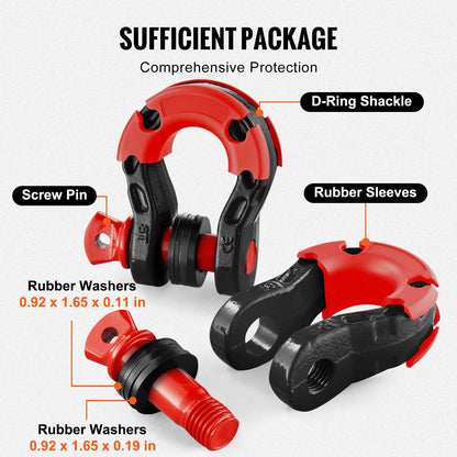 3/4" D-Ring Recovery Shackles 2-Pack, 30-Ton Break Strength, Black – feature and construction details 5