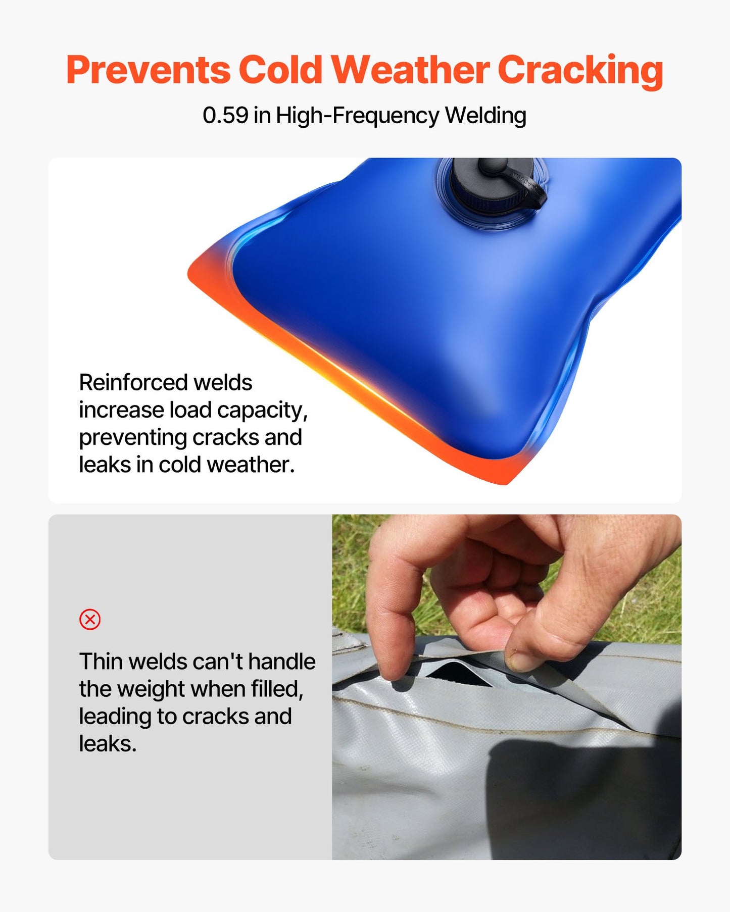 4 ft Winter Pool Cover Water Bags, 6-Pack, 26 Gauge – feature detail view
