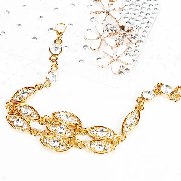 Gold Rhinestone Bracelet | Burnished Bling Fashion Jewelry – alternate product view