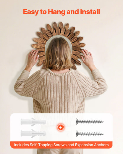 12 in Rustic Wood Wall Mirror – additional product view