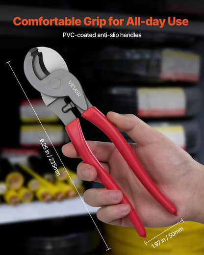 9-1/4" High-Leverage Cable Cutter for Copper & Aluminum Wire – feature detail view