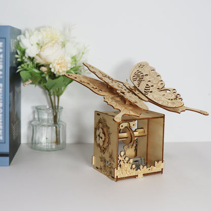 3D Wooden Carousel Music Box | Handmade DIY Puzzle Model – feature detail view