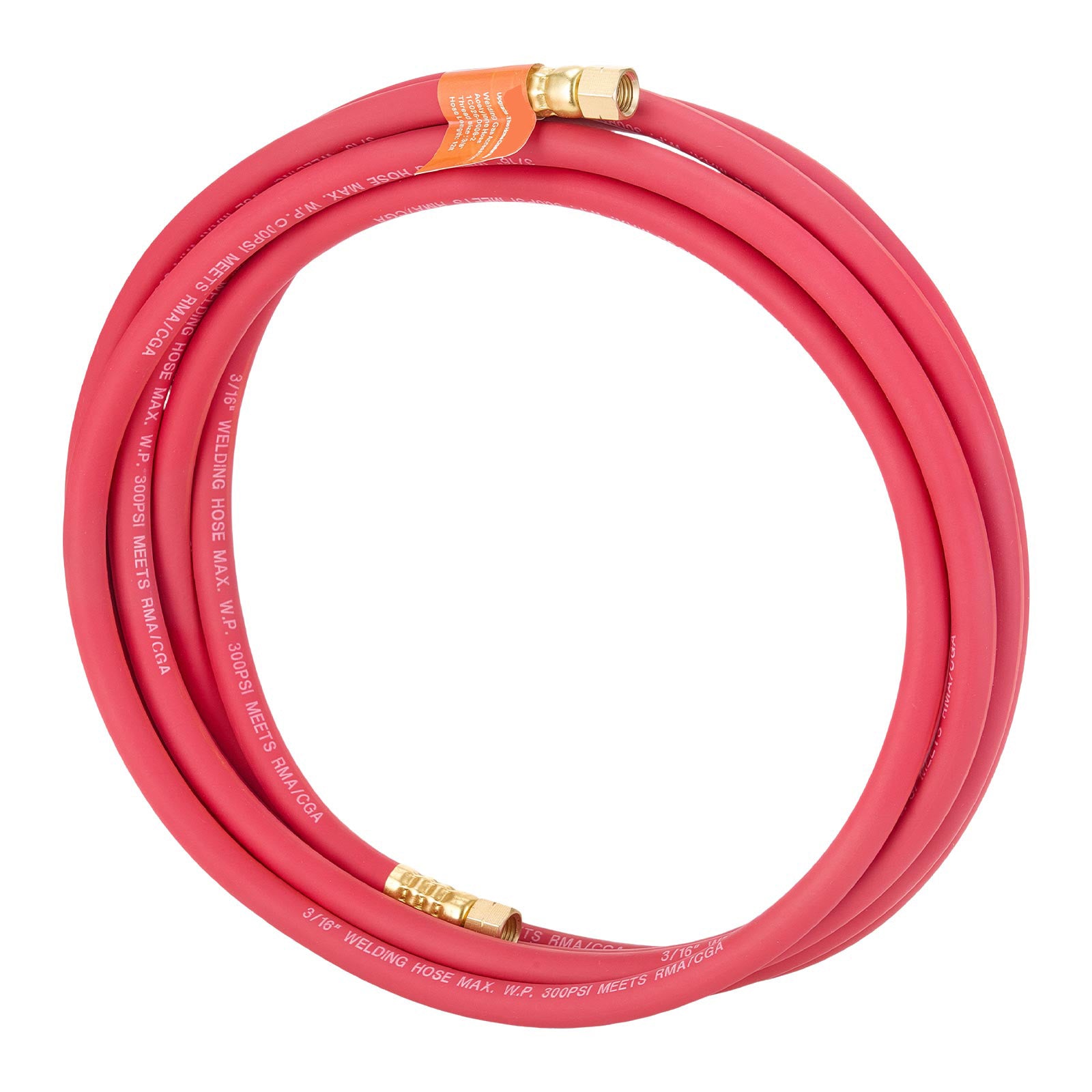 12 ft R-Grade Acetylene Torch Hose with 3/8-24 LH A-Type Fittings – main product view