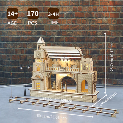 3D Wooden Railway Station Puzzle Kit | DIY Model Building Craft – alternate product view