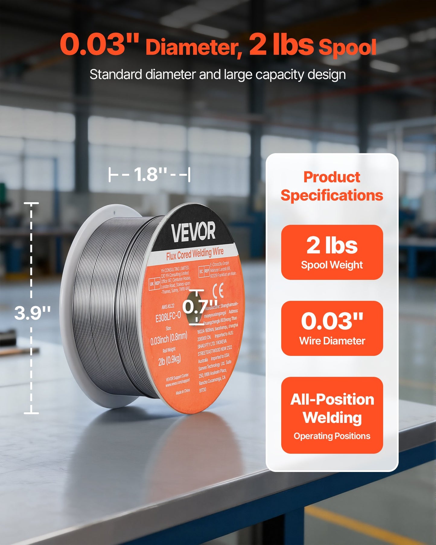 E308LFC-O 0.030" Flux-Core Stainless Steel MIG Welding Wire, 2 lb – alternate product view