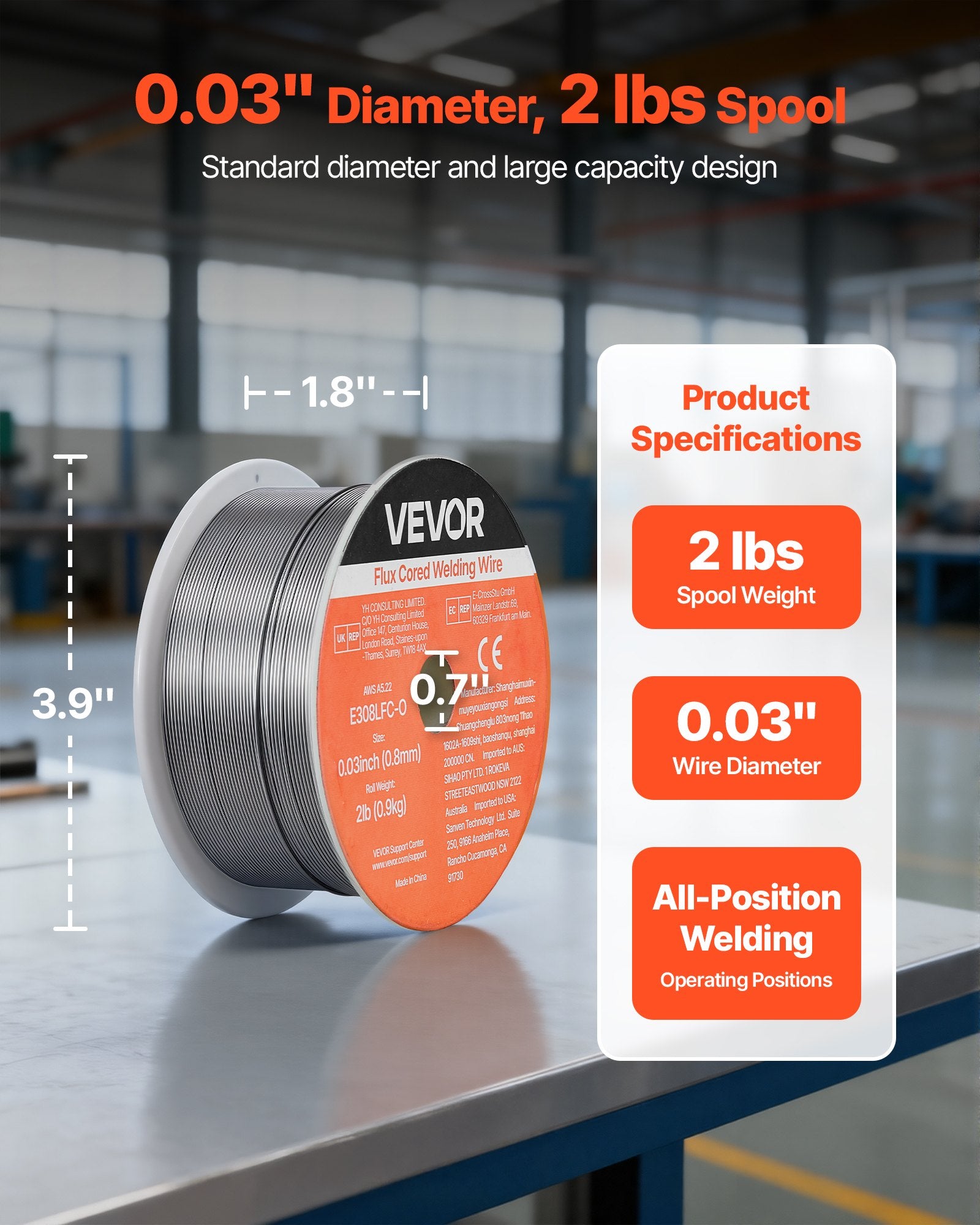 E308LFC-O 0.030" Flux-Core Stainless Steel MIG Welding Wire, 2 lb – alternate product view