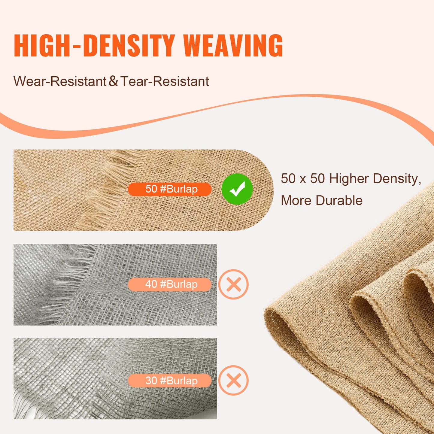 14 in x 30 ft Burlap Fabric Roll for Crafts, Plants & Tree Wrap – product detail view