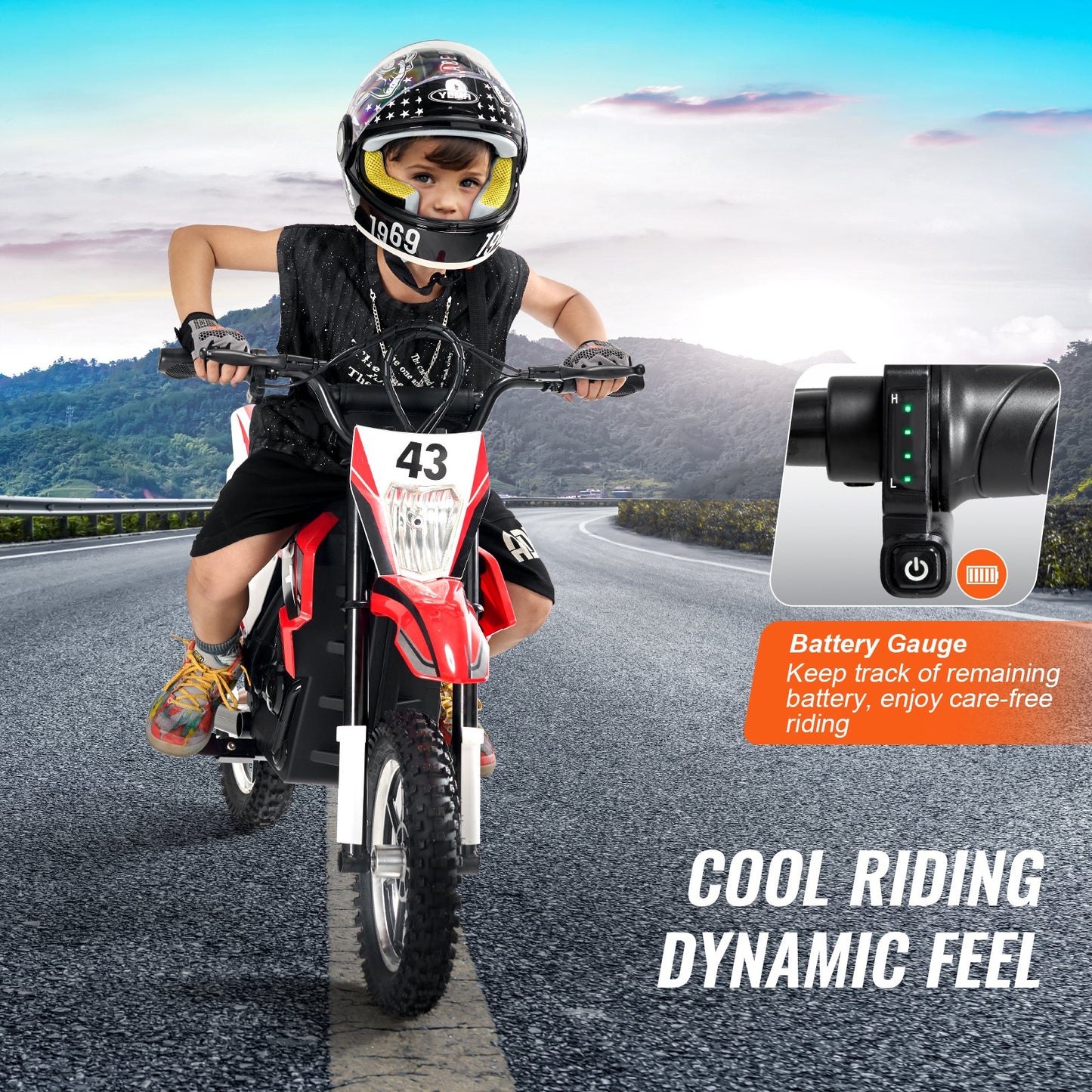 Kids Electric Dirt Bike | 36V Mini Motorcycle 15.5MPH – in-use product view 5