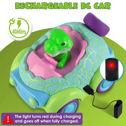 2-Pack Dinosaur RC Cars for Kids | Rechargeable Light & Music – product detail view