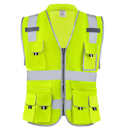 Reflective Yellow Safety Vest with 10 Pockets – alternate angle
