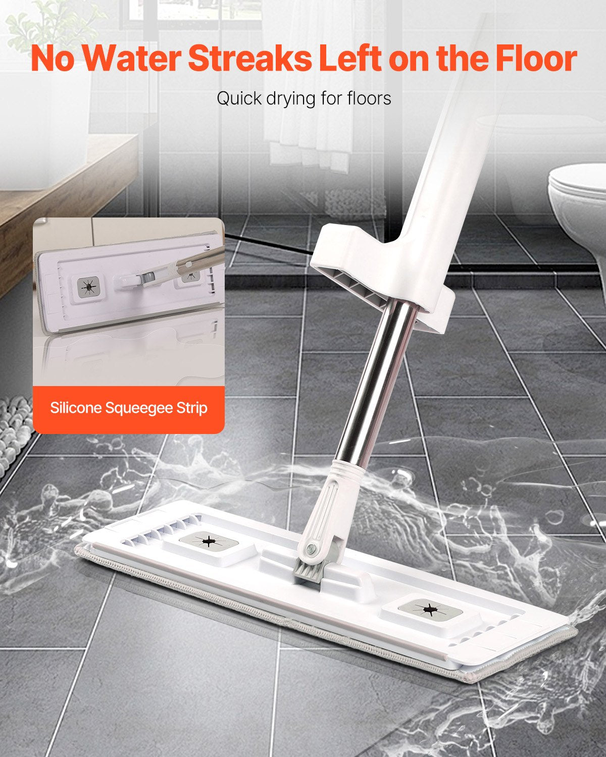 Self-Wringing Flat Mop with 4 Washable Microfiber Pads – product detail view
