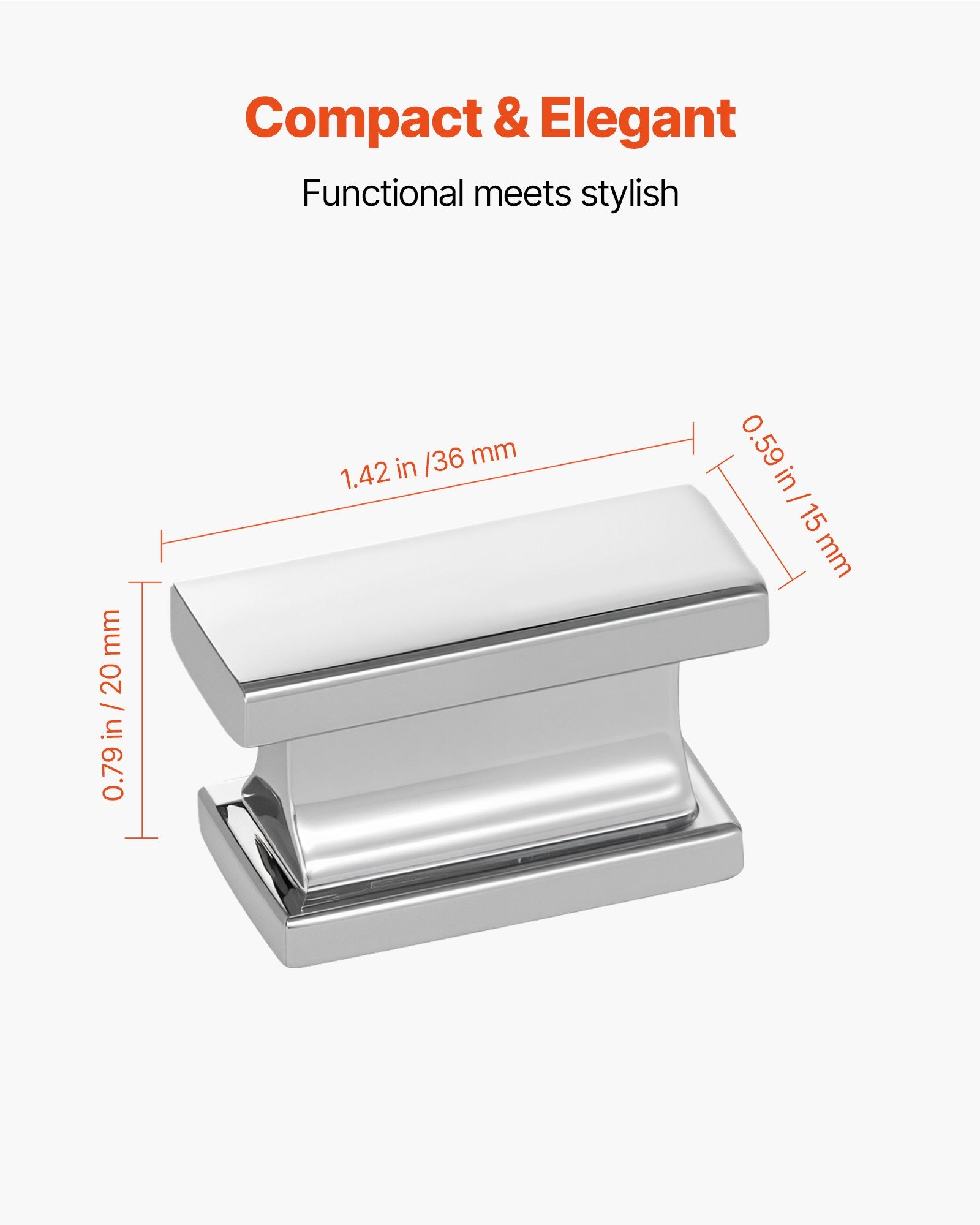 10-Pack 1.42 in Chrome Cabinet Knobs – alternate product view