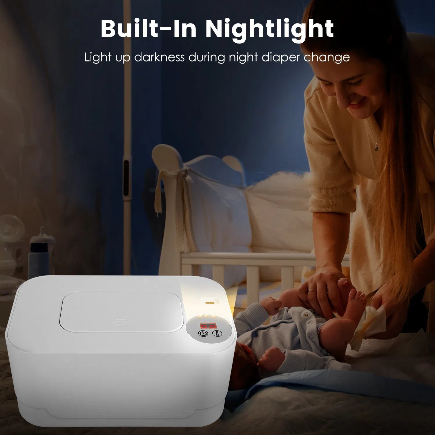 Baby Wipe Warmer with Night Light | 3 Temps, Type-C Powered – additional product view 10
