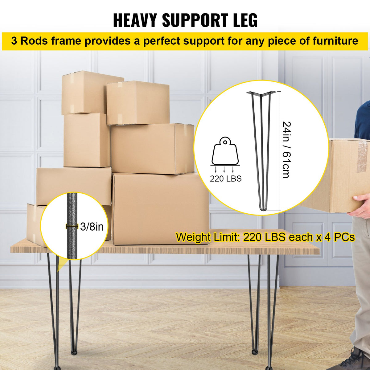 24 in Hairpin Table Legs Set of 4 – alternate product view