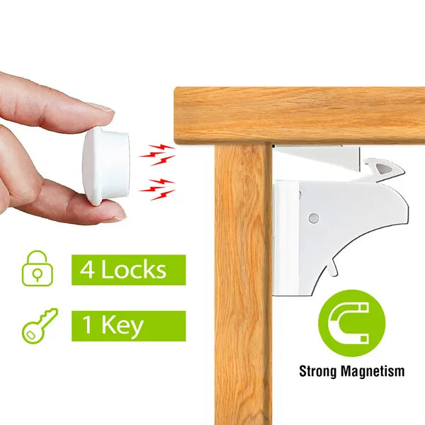 4-Piece Magnetic Cabinet Locks | Adhesive Child Safety Locks – main product view