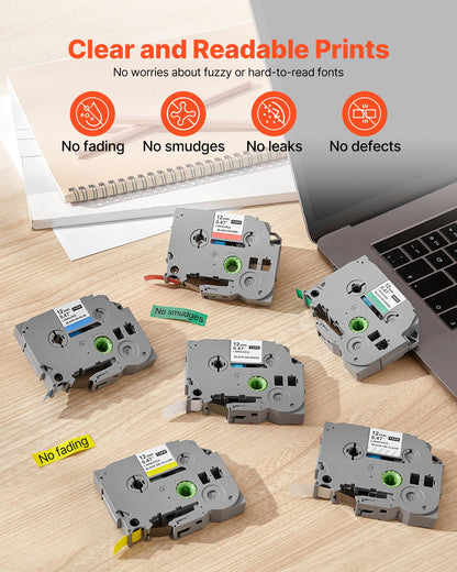 6-Pack 12mm Label Maker Tape – alternate angle
