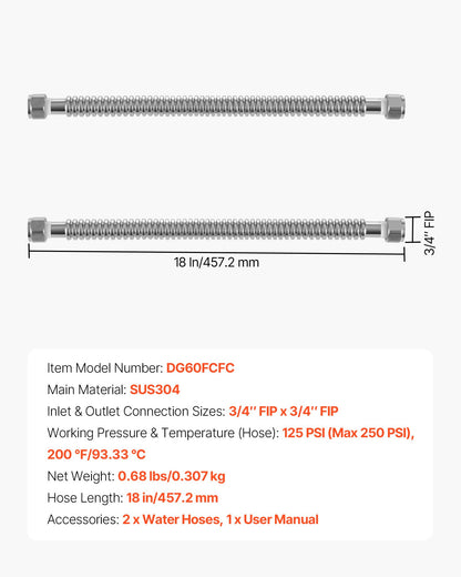 18" Water Heater Installation Kit with 3/4" FIP Flex Connectors – main product view