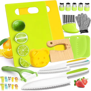 28-Piece Kids Knife Set for Real Cooking | Montessori Kitchen Kit – main product view
