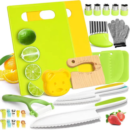 28-Piece Kids Knife Set for Real Cooking | Montessori Kitchen Kit – main product view
