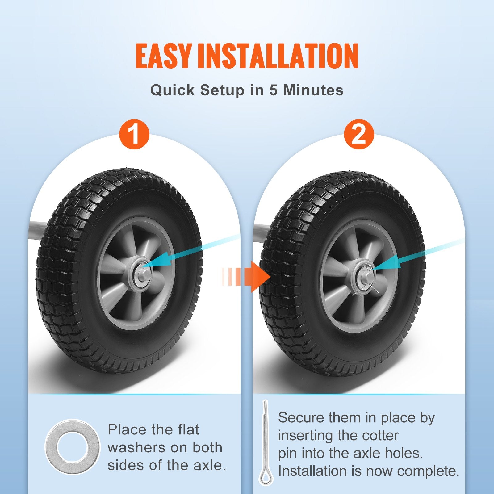 10" Flat-Free Solid PU Wheels 2-Pack for Carts & Hand Trucks – additional product view