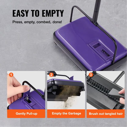 Manual Carpet Sweeper with 300 mL Dustbin – feature detail view