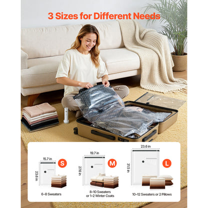 18-Pack Vacuum Storage Bags with Electric Pump & Charging Cable – in-use product view