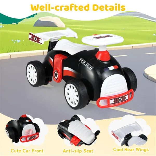 Kids Ride-On Sliding Car with Music | Police Sit & Scoot Toy – additional product view