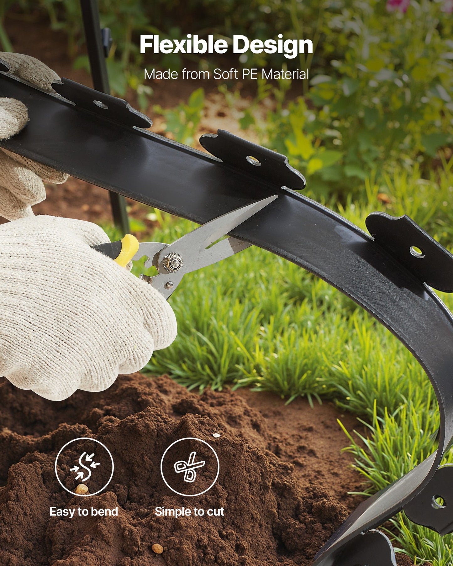20 ft x 2 in No-Dig Plastic Landscape Edging, L-Shaped Garden Border – in-use product view 5