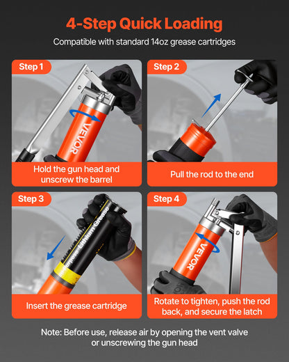 10,000 PSI 14 oz Pistol-Grip Grease Gun Kit with Flex Hose & Nozzles – additional product view