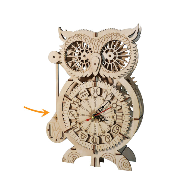 3D Wooden Owl Clock Puzzle Kit | DIY Mechanical Model Craft – in-use product view