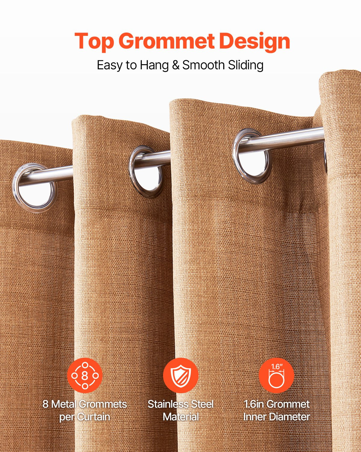 Natural Linen Curtains 52 x 84 in, 2 Panels – alternate angle