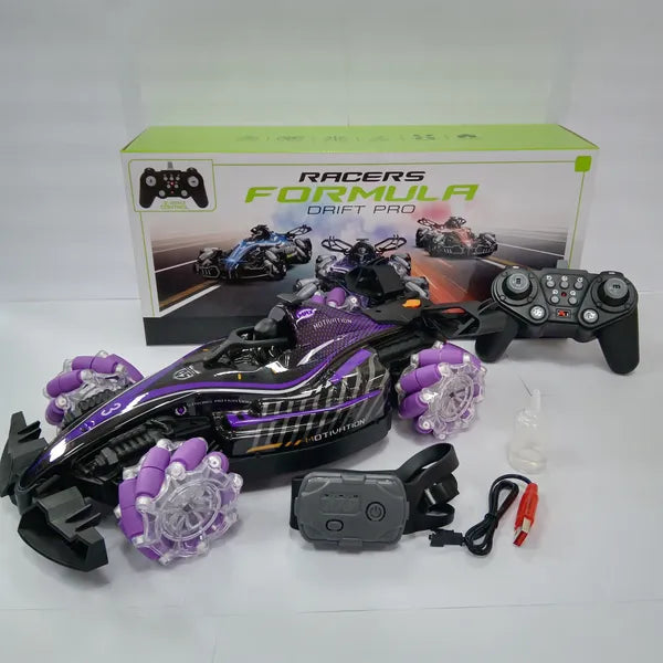 F1 Style Remote Control Car with Music, Lights & Spray Tail – feature detail view