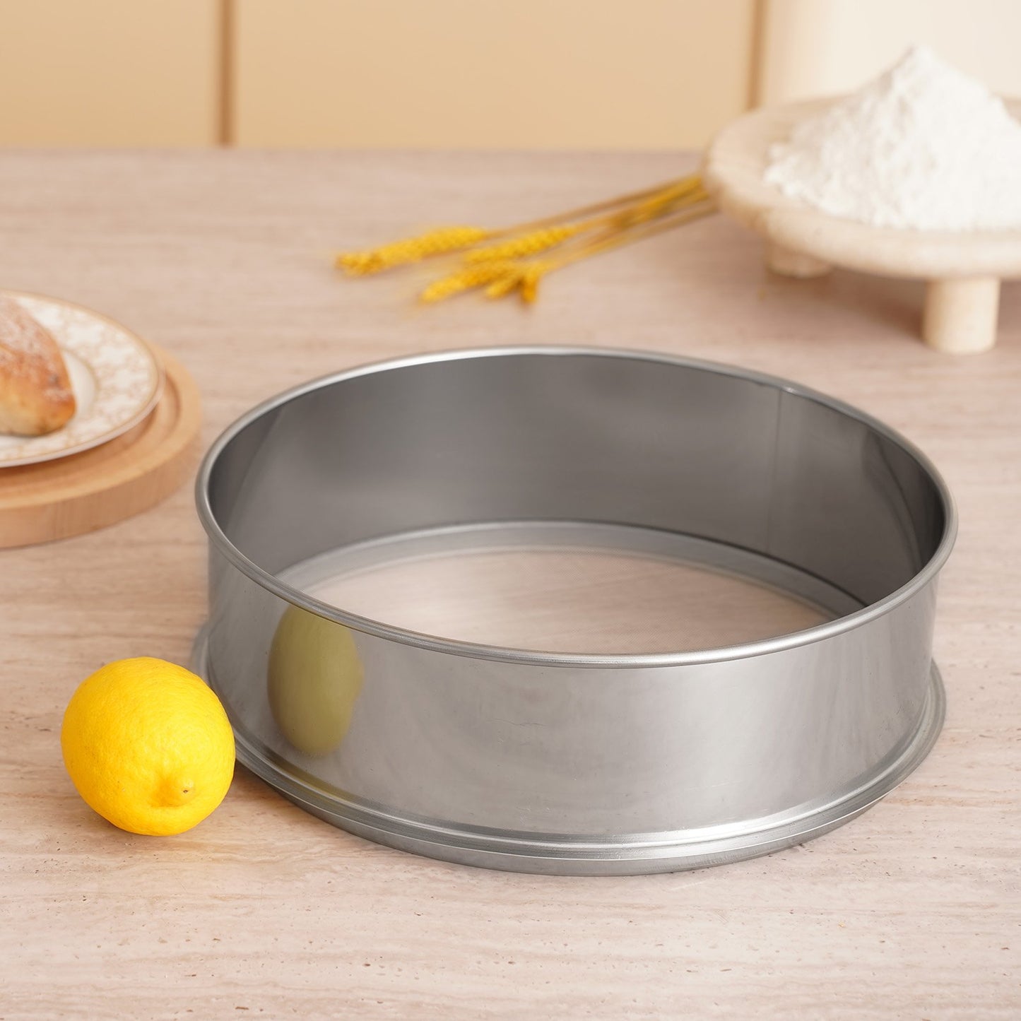 150-Mesh Stainless Steel Fine Flour Sieve for Baking – in-use product view