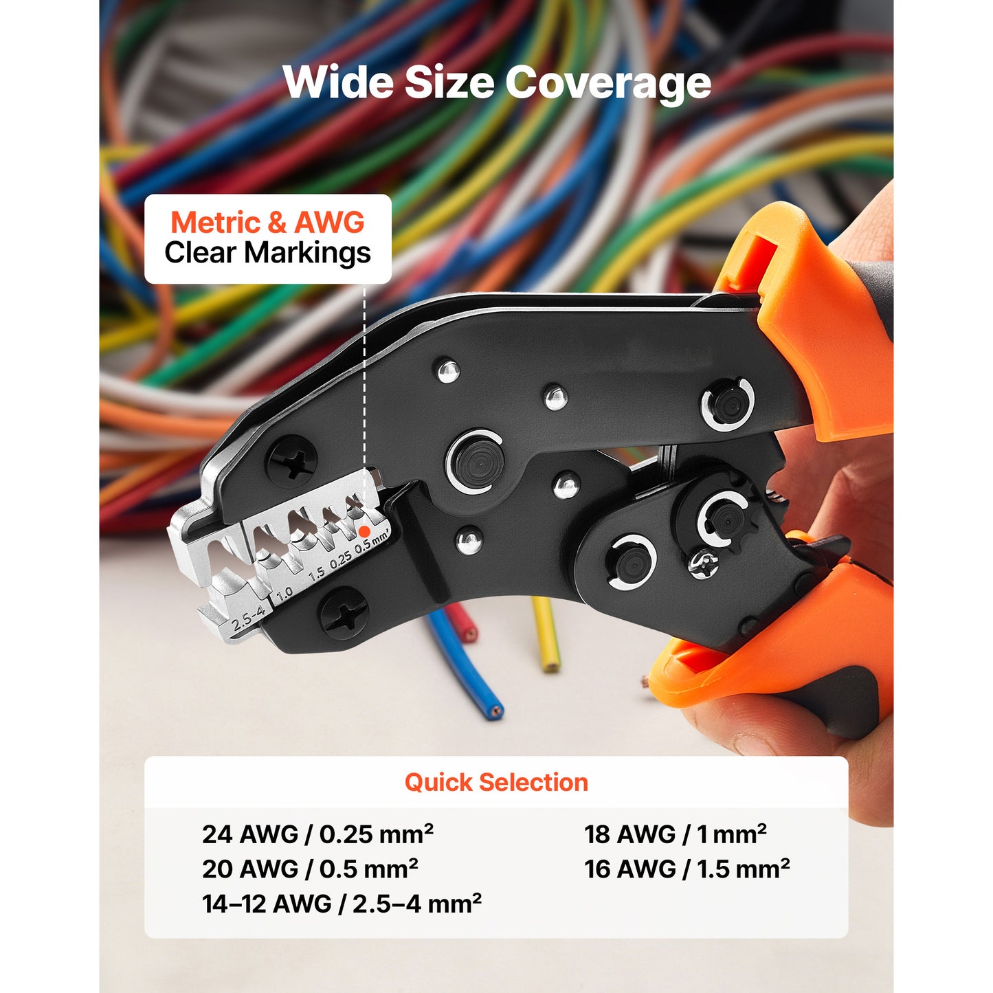 24–12 AWG Ratcheting Wire Crimper with Adjustable Pressure – alternate product view