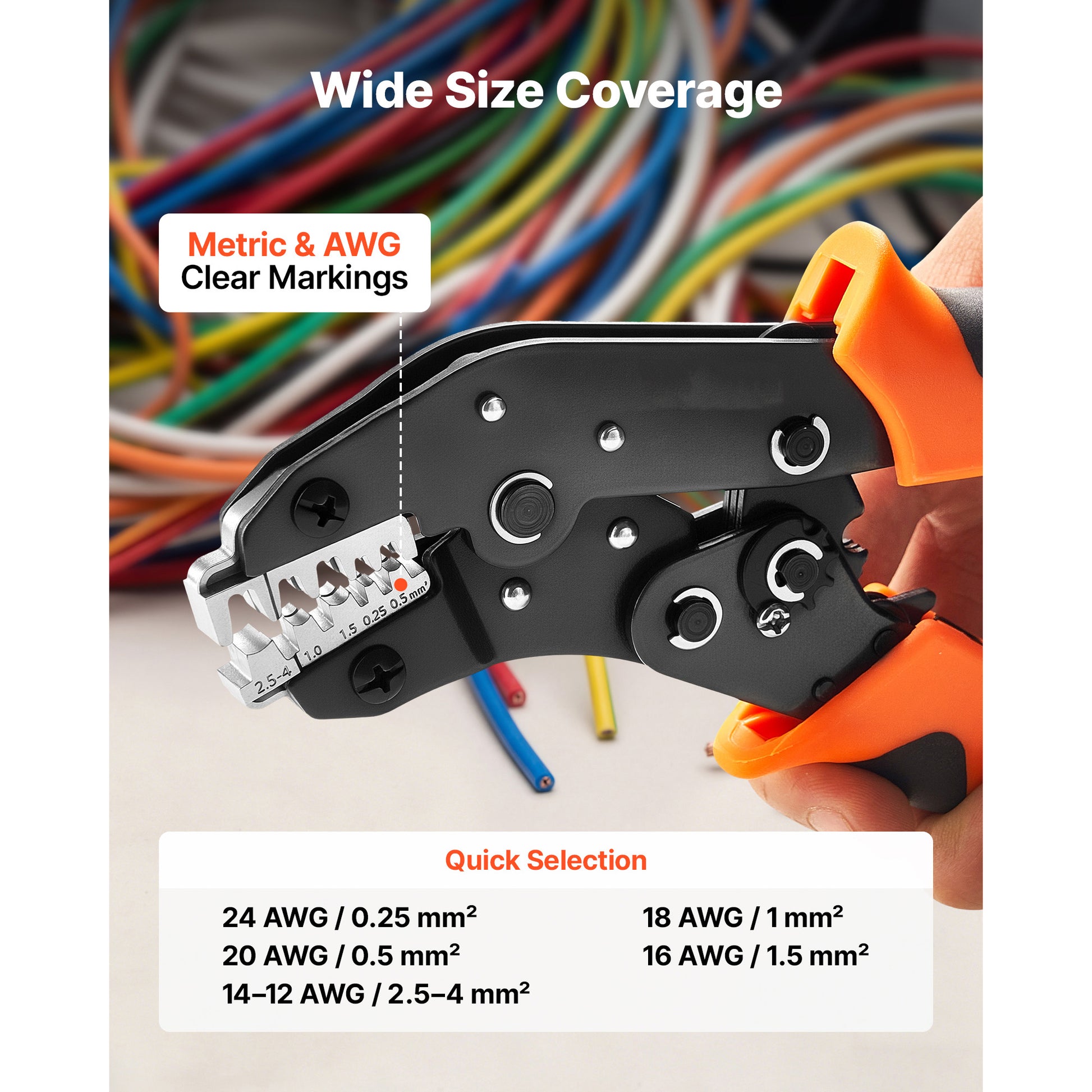 24–12 AWG Ratcheting Wire Crimper with Adjustable Pressure – alternate product view