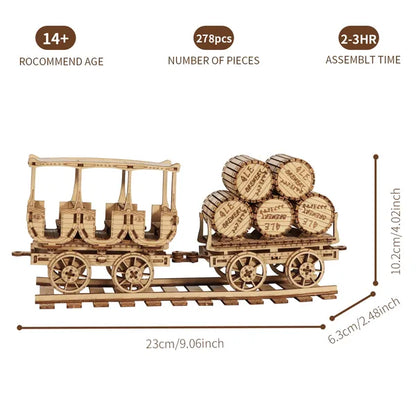 3D Wooden Wine Truck Puzzle Kit | DIY Brain Teaser Model – product detail view