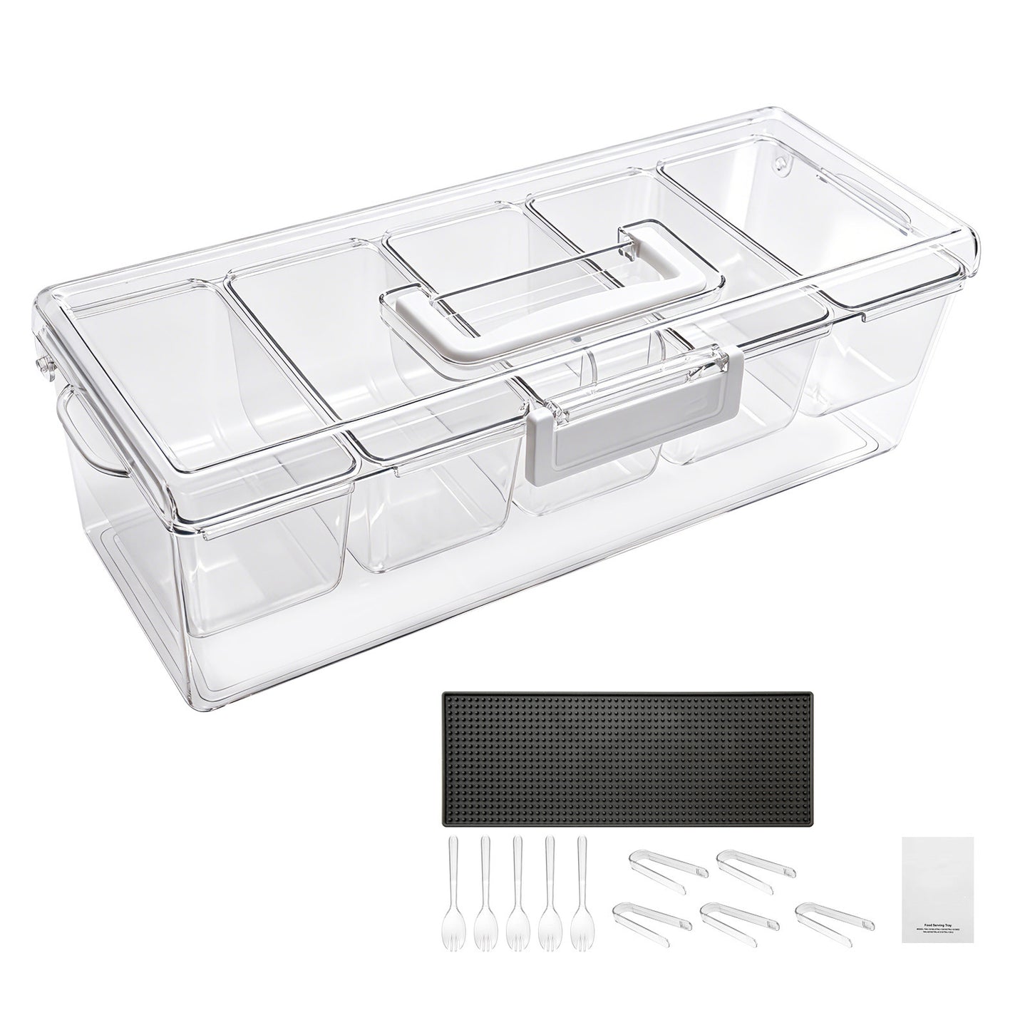 5-Compartment Chilled Condiment Server with Ice Tray & Lid – main product view