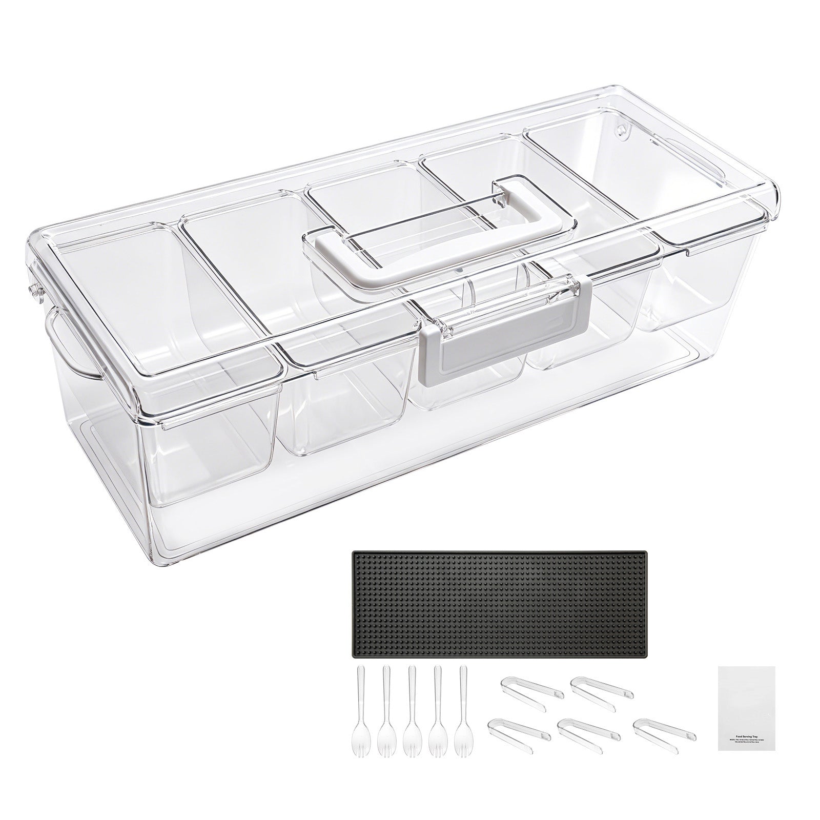 5-Compartment Chilled Condiment Server with Ice Tray & Lid – main product view
