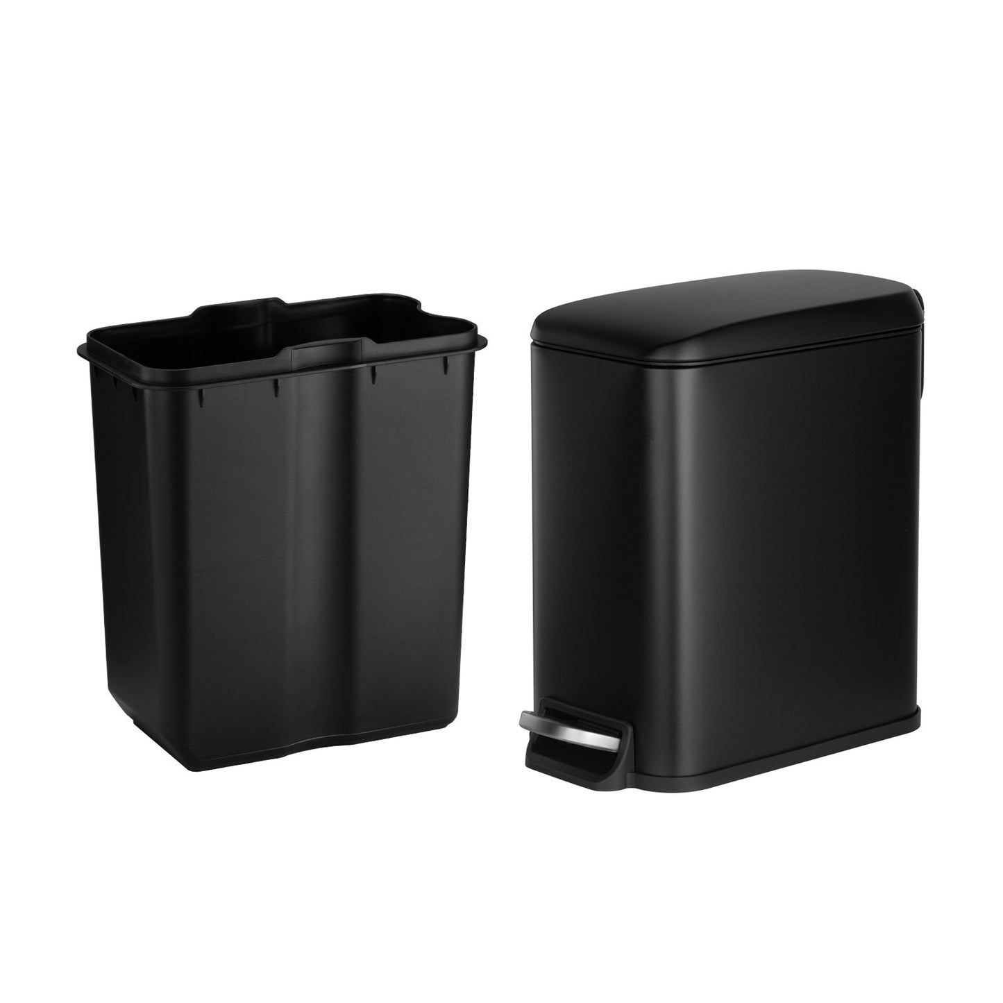 Slim 6L Bathroom Trash Can with Step Pedal, Soft-Close Lid and Removable Inner Bin – product presentation