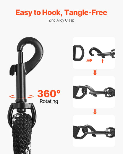 6 ft Heavy Duty Rope Dog Leash – alternate angle
