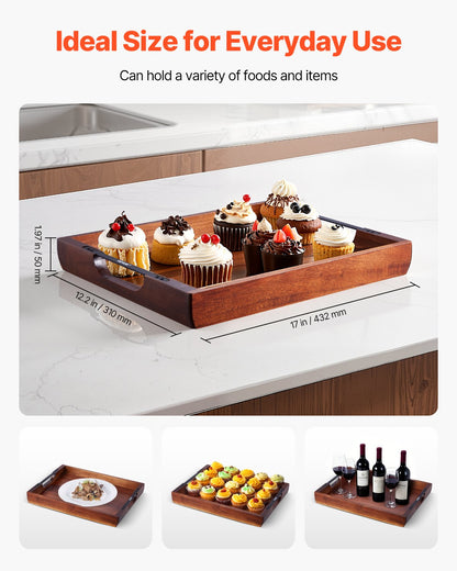 Acacia Wood Serving Tray 17 x 12.2 in with Handles – additional product view 10