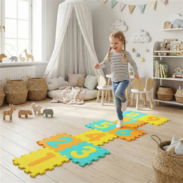 Kids Hopscotch Foam Mat | 9 Interlocking Tiles & 3 Markers – additional product view