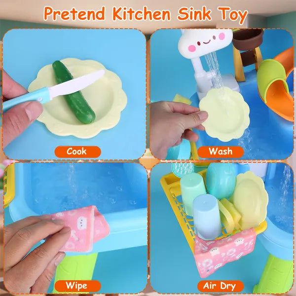 3-in-1 Kids Kitchen Sink Toy with Electric Faucet & Fishing Game – alternate product view